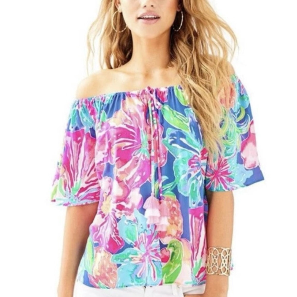 lily Pulitzer jungle utopia off the shoulder women’s top m